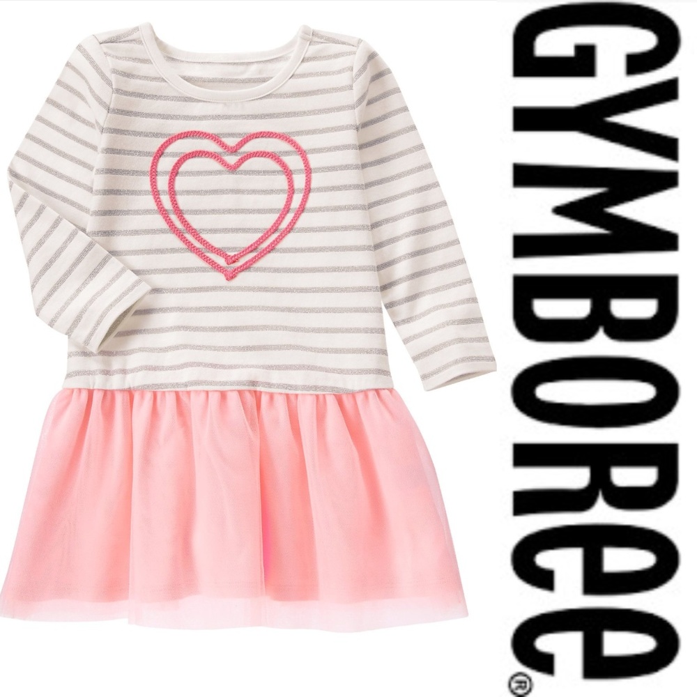 Gymboree‎ Pink Tutu Dress Set Girl 12-18 Mo Heart Sparkle Long Sleeve NWT